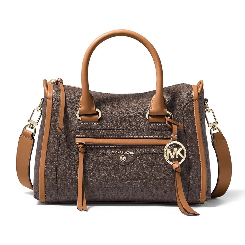 Michael Kors Carine Brown Acorn Logo Crossbody Bag - Picture 1 of 8